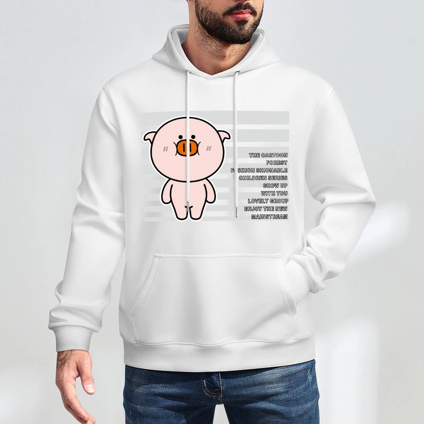 Neutral LooseFit Front Graphic Hoodies