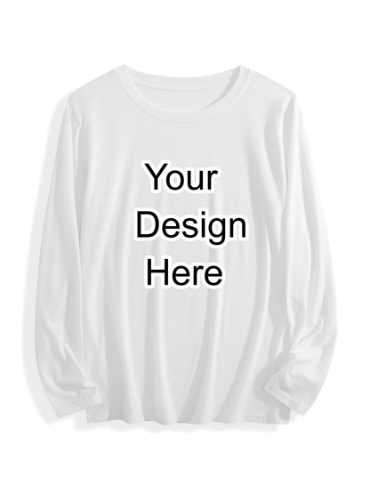 White slim-fit crew neck long-sleeved T-shirt