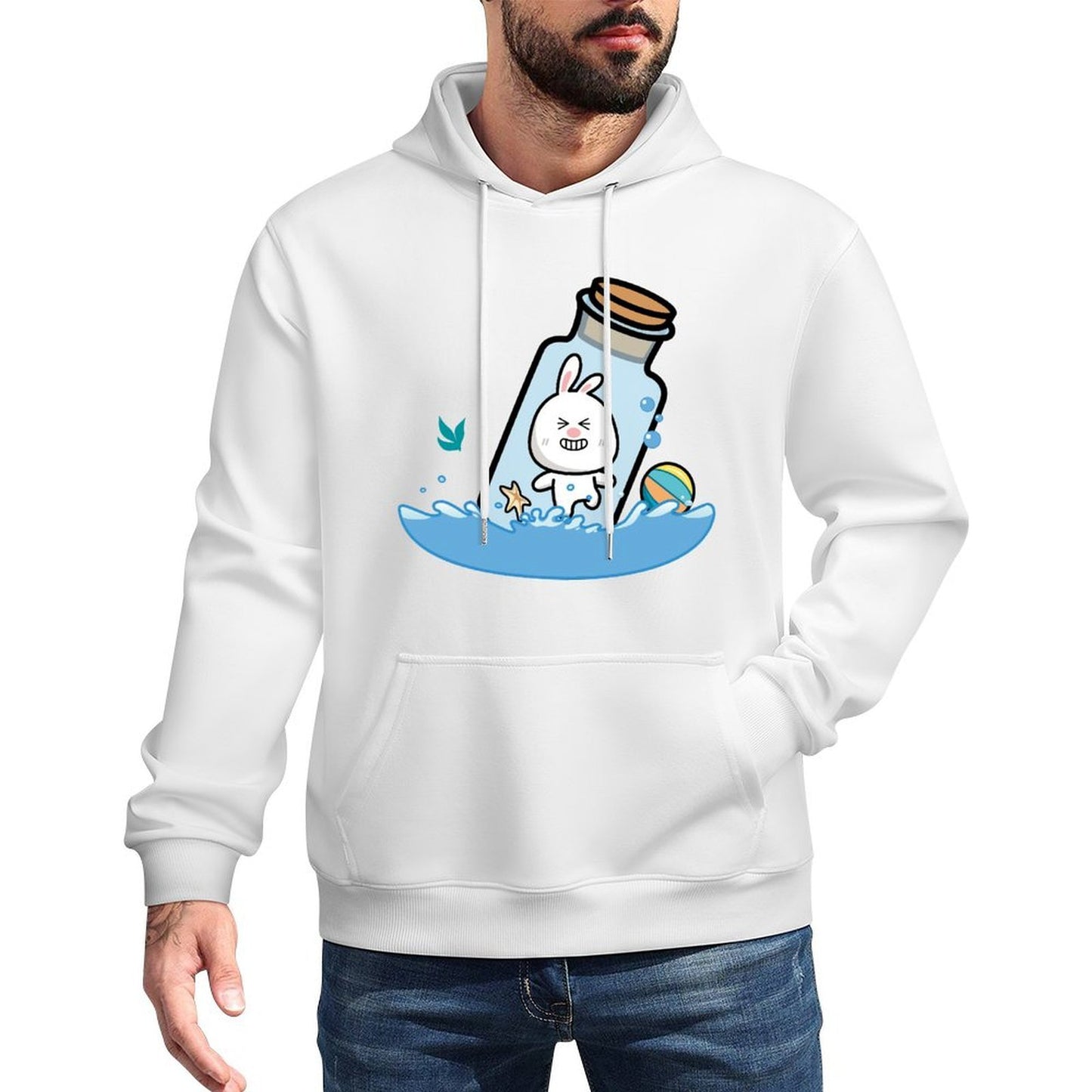 Double-Stitched Plain Front Graphic Hoodies