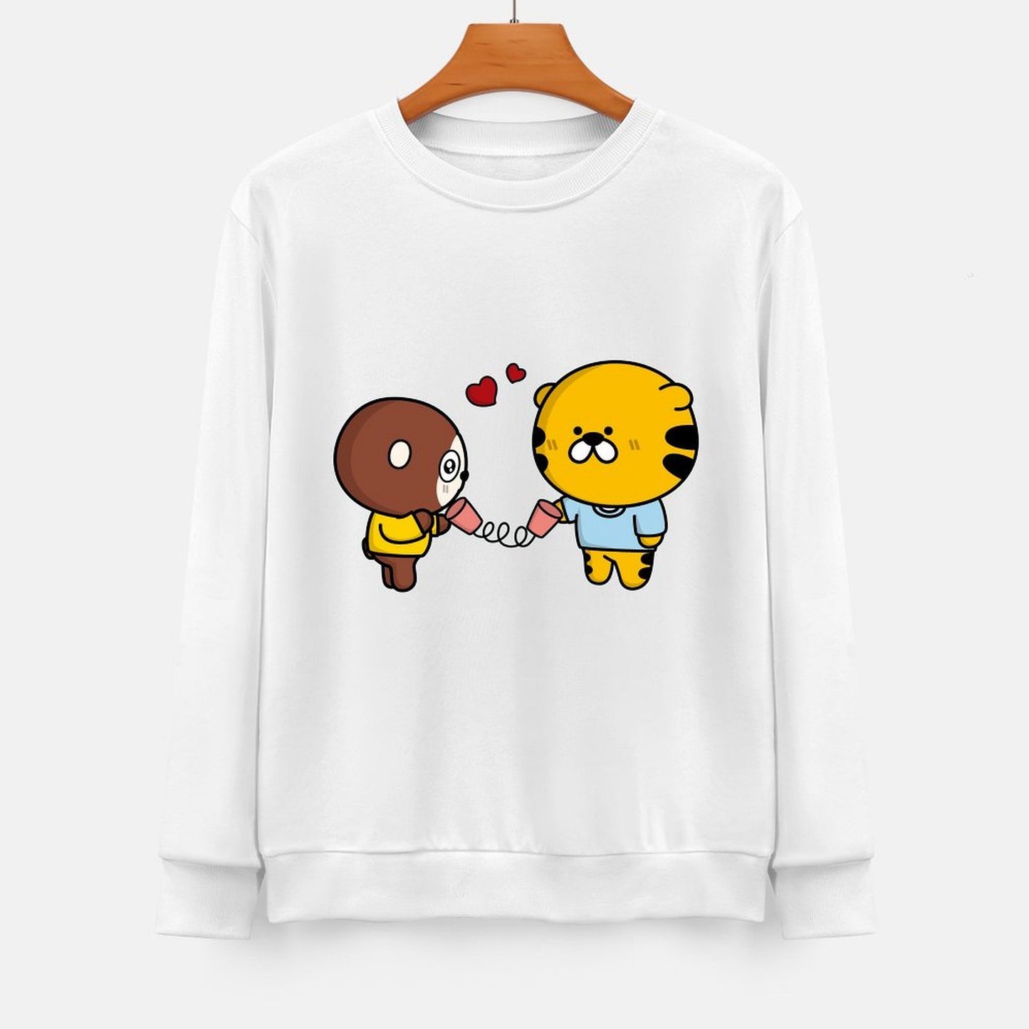 Front Patterned Long Sleeve TopCrew Neck Logo-Ready