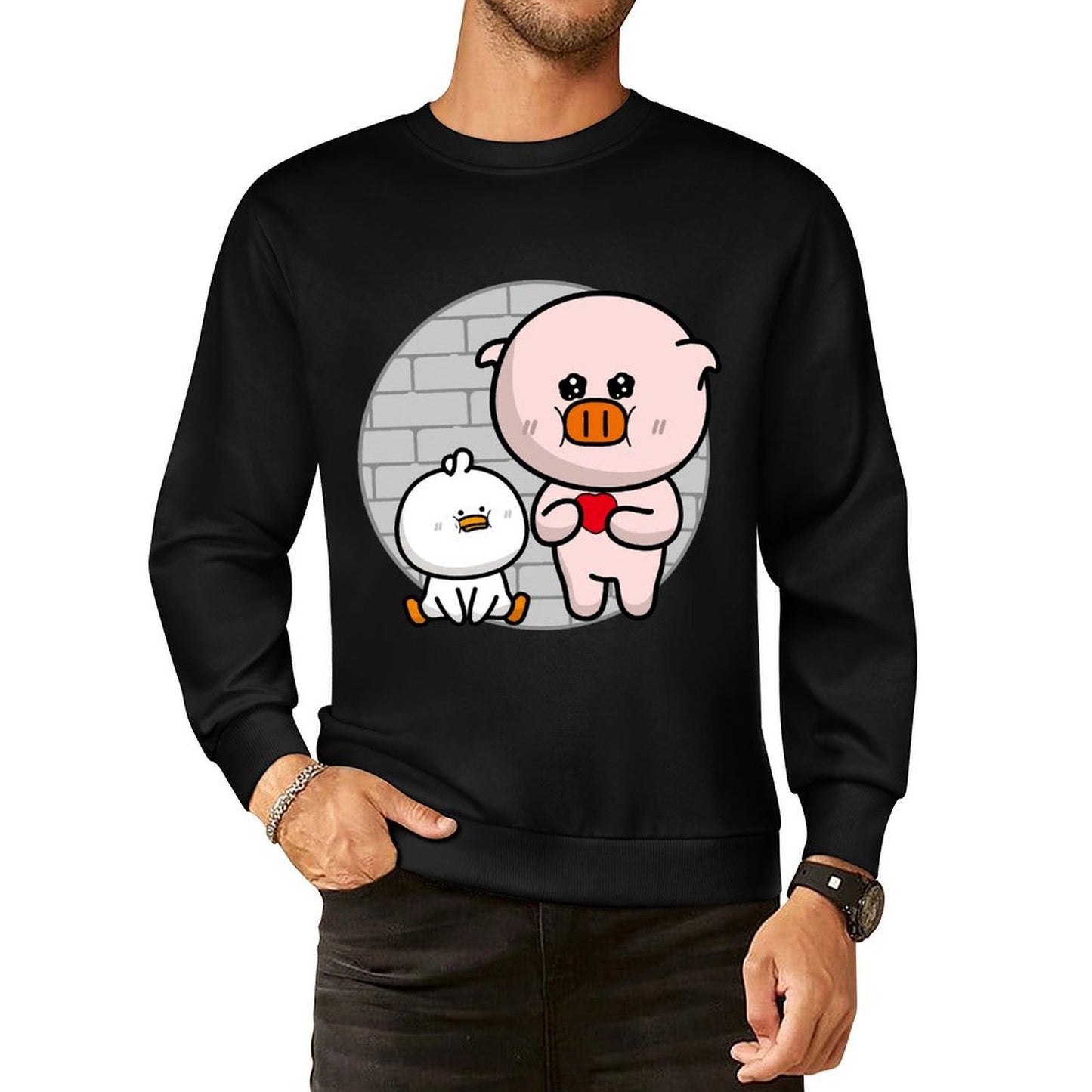 Front Patterned Long Sleeve TopClassic Fit Essential