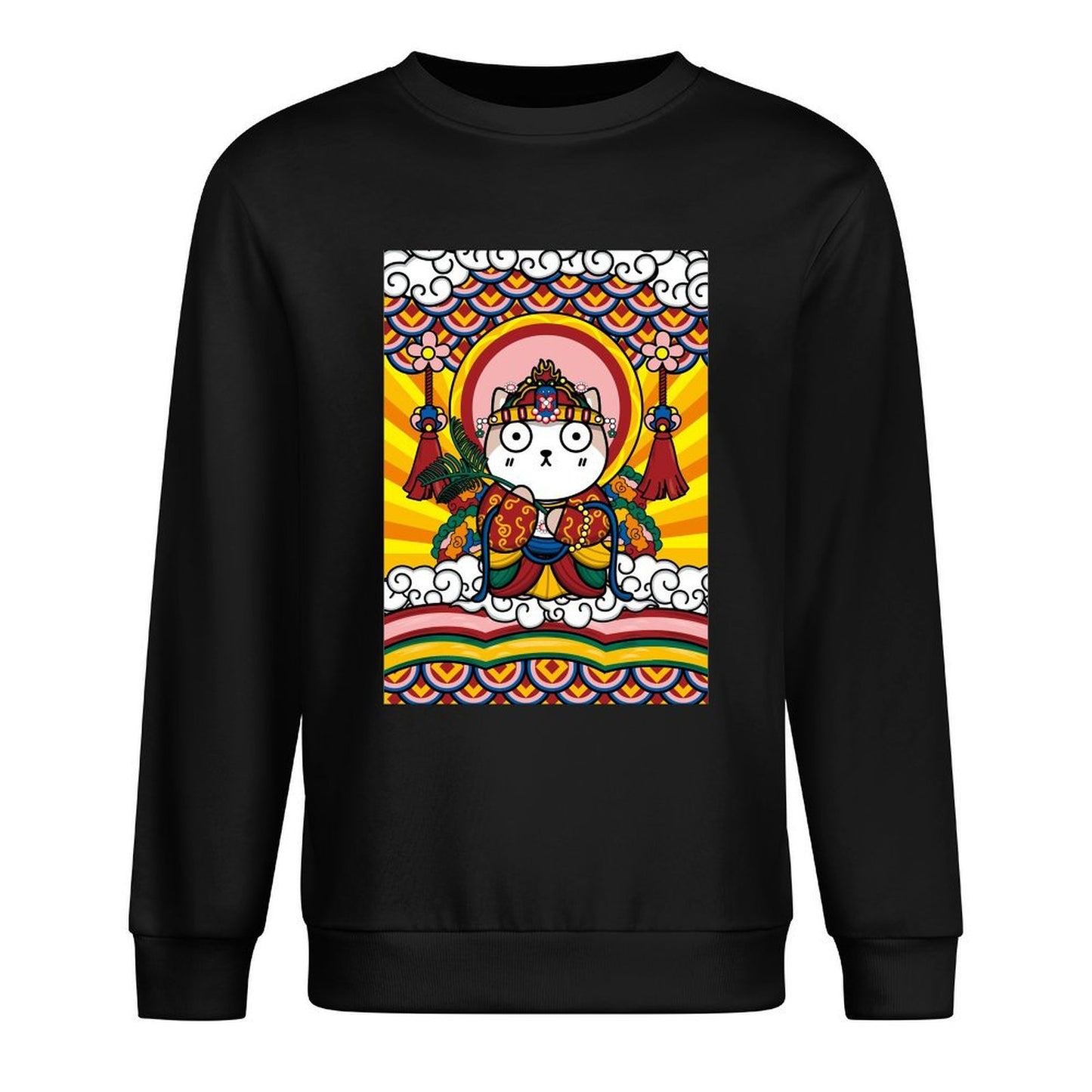 Front Patterned Long Sleeve TopEasyStyle Crew Neck