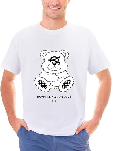 Inkmay Casual Cotton T-shirt Teddy Bear With Cloudy Pattern Prints Unisex T-shirtEasyStyle SoftWear T-Shirt
