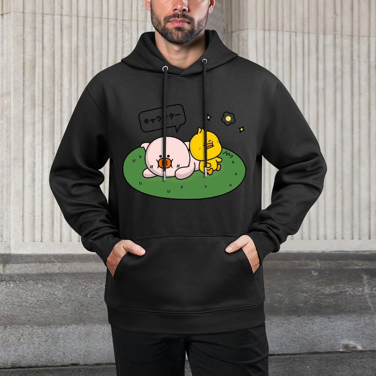 LooseFit Tear-Resistant Front Graphic Hoodies