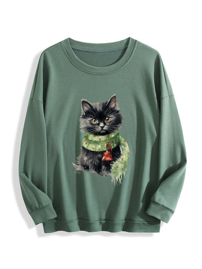 Customizable Christmas-themed long-sleeved Christmas Black CAT