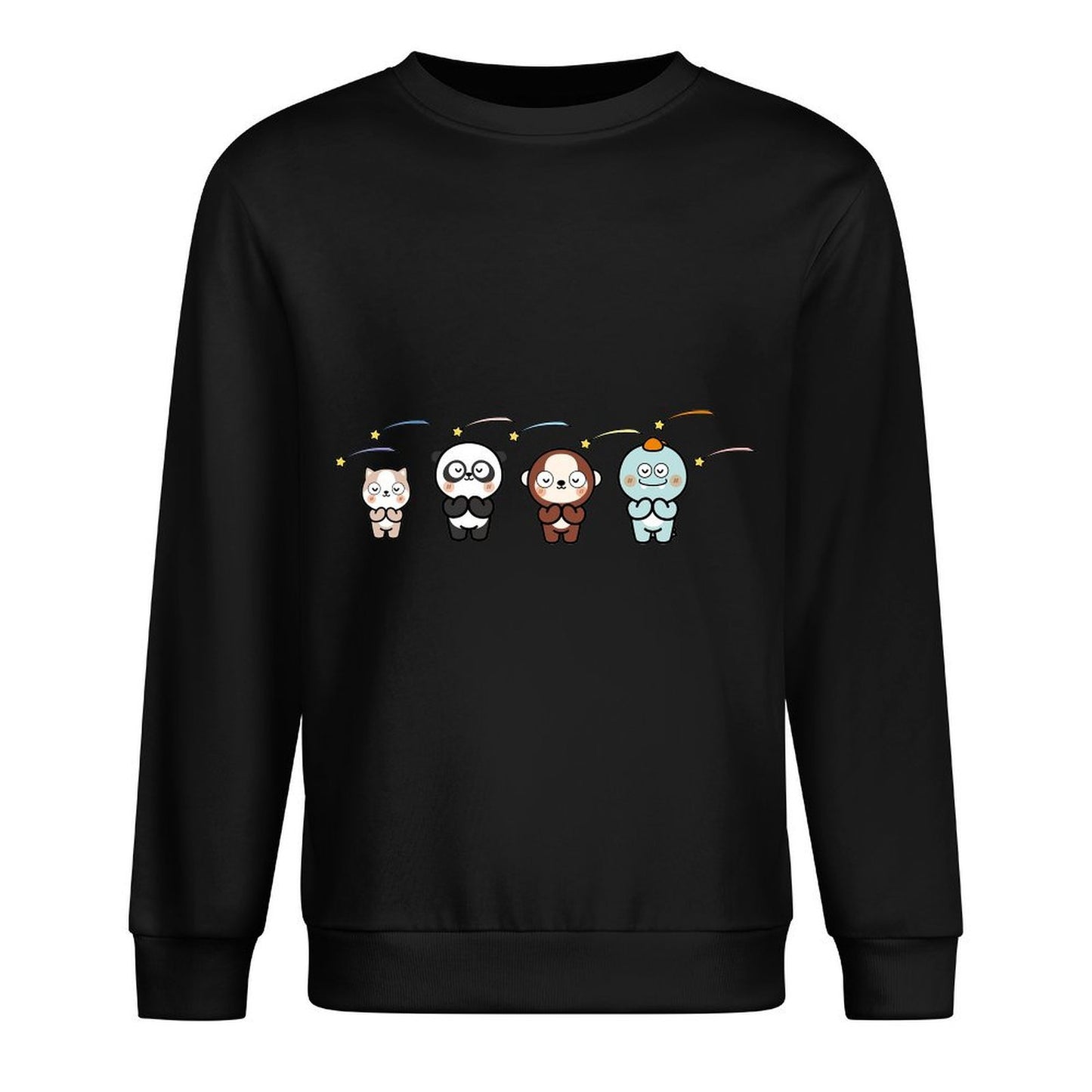 Front Patterned Long Sleeve TopShrink-Resistant Easy-Care