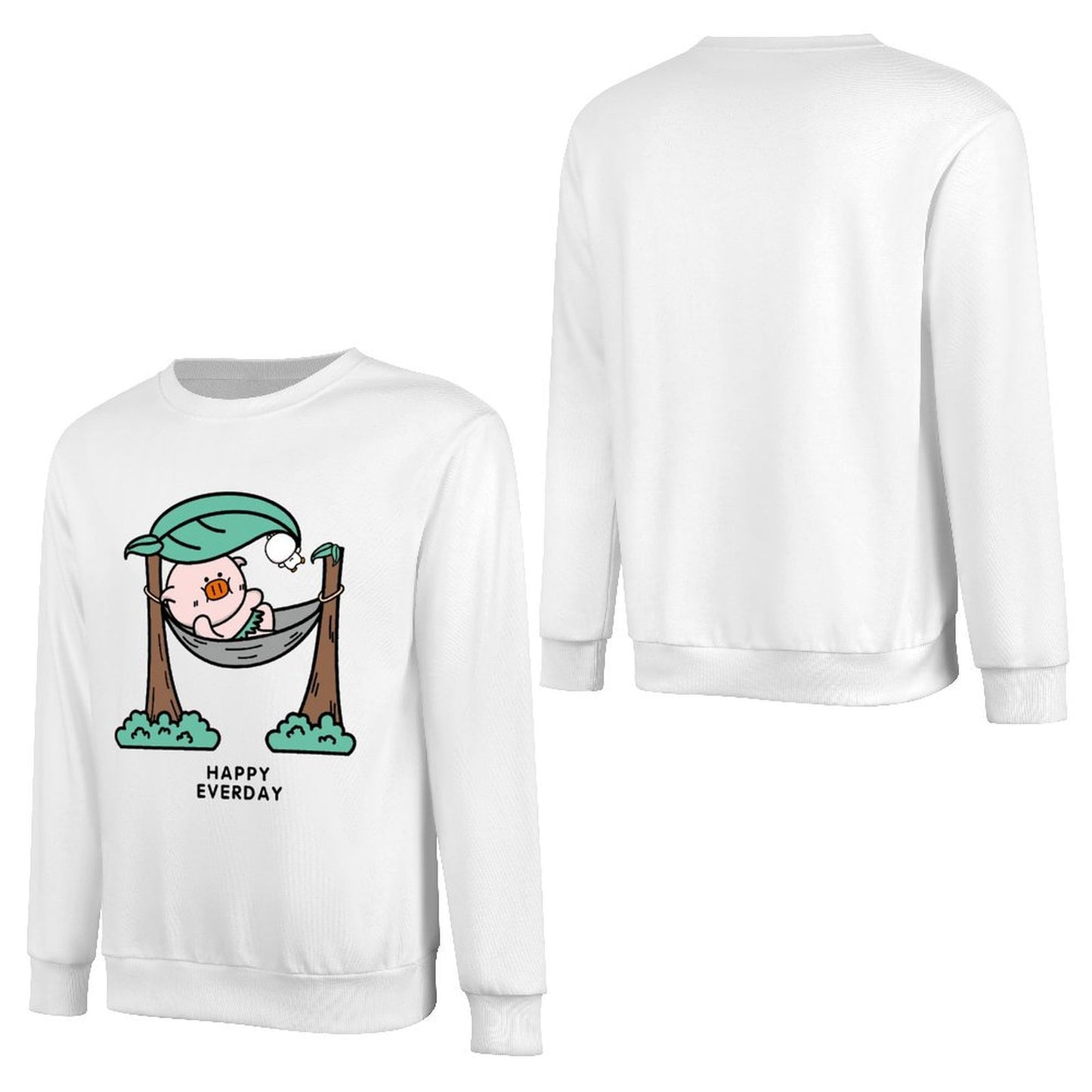 Front Patterned Long Sleeve TopCrew Neck Crisp Print