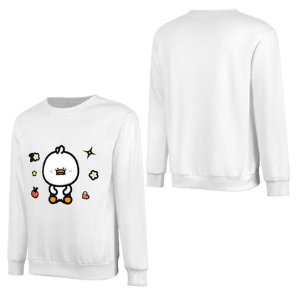 Front Patterned Long Sleeve TopCrewneck Cotton