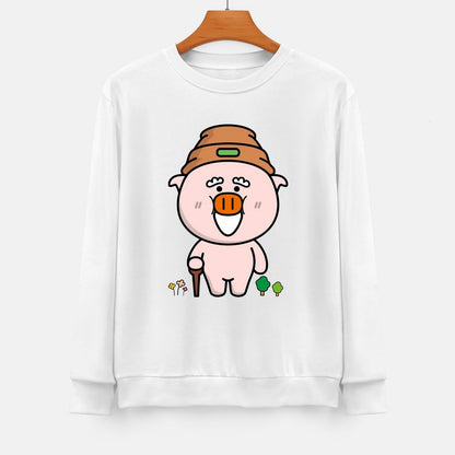 Front Patterned Long Sleeve TopCrewneck Essential