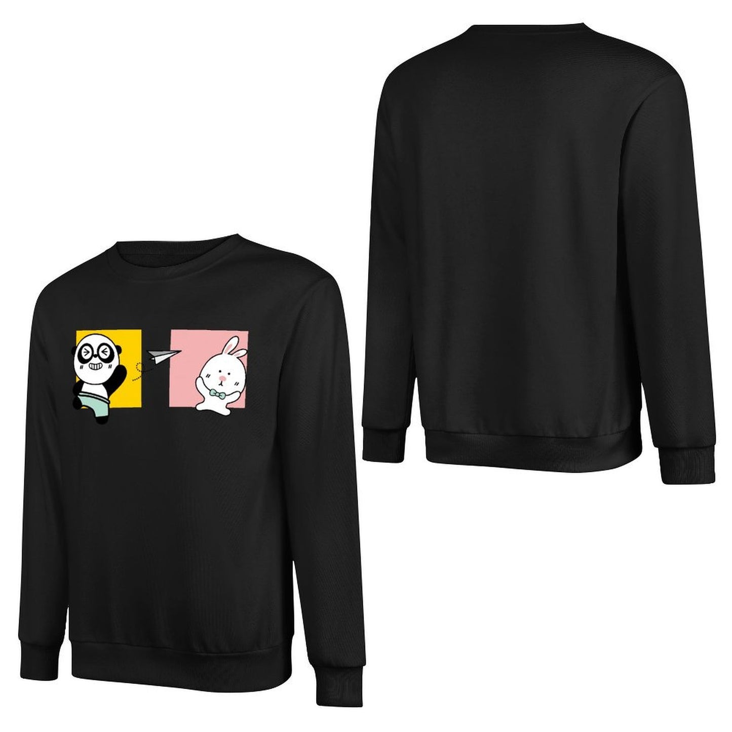 Front Patterned Long Sleeve TopCasual Crew Neck