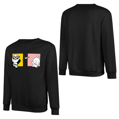 Front Patterned Long Sleeve TopCasual Crew Neck