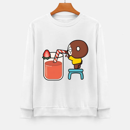 Front Patterned Long Sleeve TopDouble-Stitched Relaxed Fit