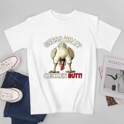 Inkmay Casual  Cotton T-shirt Chicken Butt Cartoon Print Design Art Unisex T-shirtActiveLine StreetLine T-Shirt