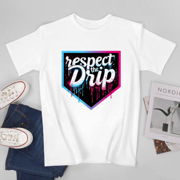 Inkmay Casual  Cotton T-shirt Respect The Drip Artistic Design Prints Unisex T-shirtCoreLine EverydayWear T-Shirt