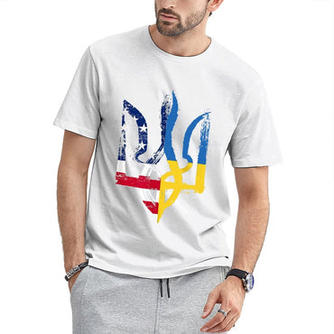Inkmay Casual  Cotton T-shirt Abstract Flag Fusion Artwork Design Elements Unisex T-shirtSignature Plain T-Shirt