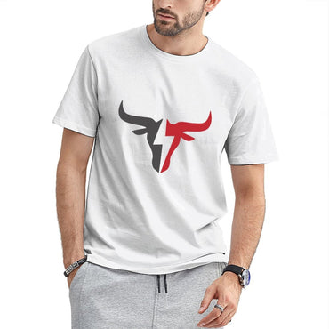 Inkmay Casual Cotton T-shirt Abstract Red And Gray Design Unisex T-shirtLong Lasting PureStyle T-Shirt