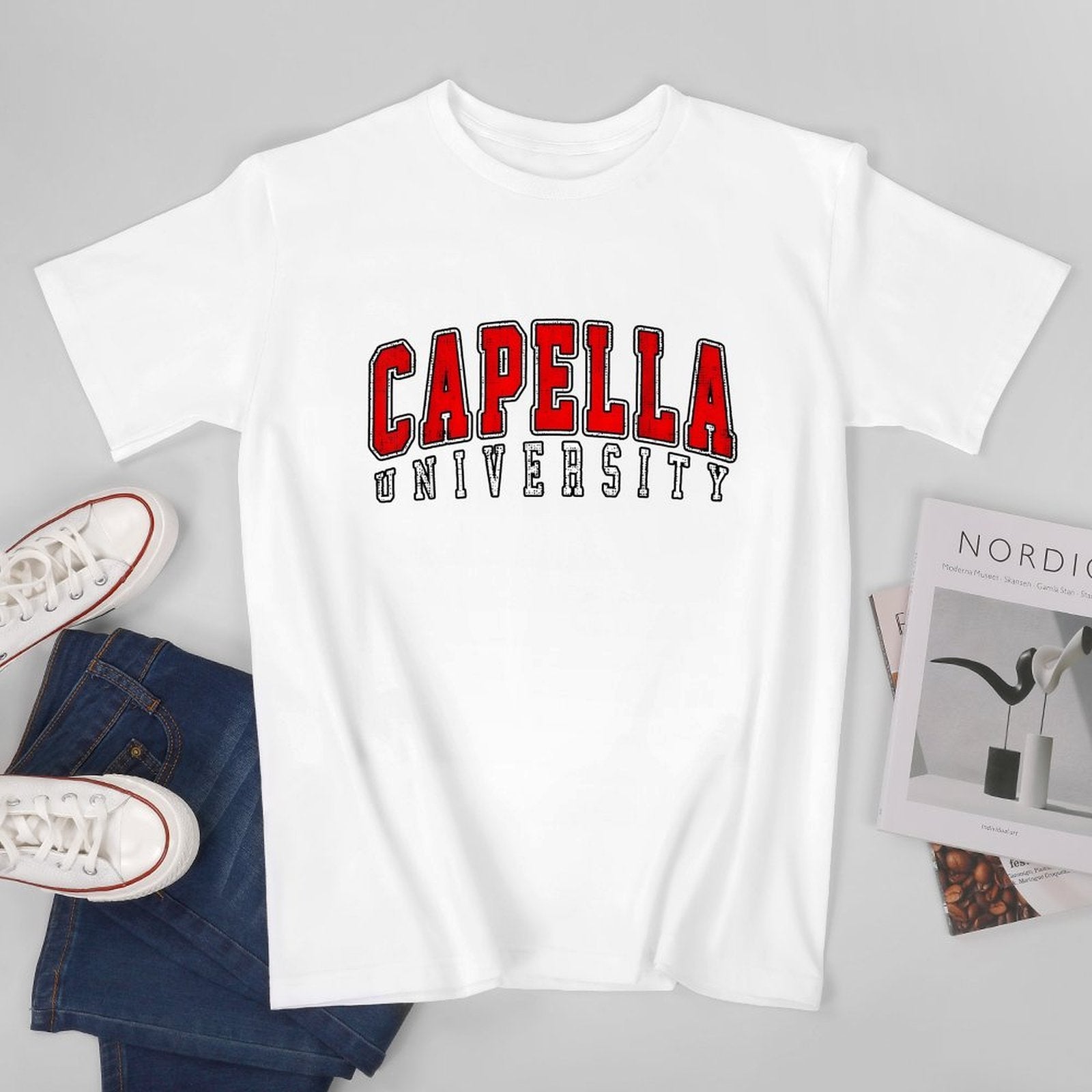 Inkmay Casual  Cotton T-shirt Capella University Textured Background Design Artwork Unisex T-shirtSharp Outdoor T-Shirt