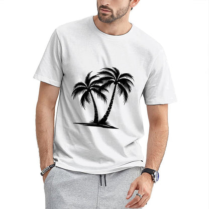 inkmay-casual-cotton-t-shirt-solid-white-vertical-line-on-black-unisex-t-shirt