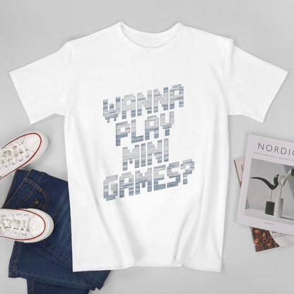 Inkmay Casual  Cotton T-shirt Wanna Play Mini Games Pattern Unisex T-shirtSmooth Feel Relaxed Fit T-Shirt