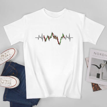 Inkmay Casual  Cotton T-shirt Candlestick Chart With Volatility Spikes Unisex T-shirtActiveWear Heat-Transfer T-Shirt