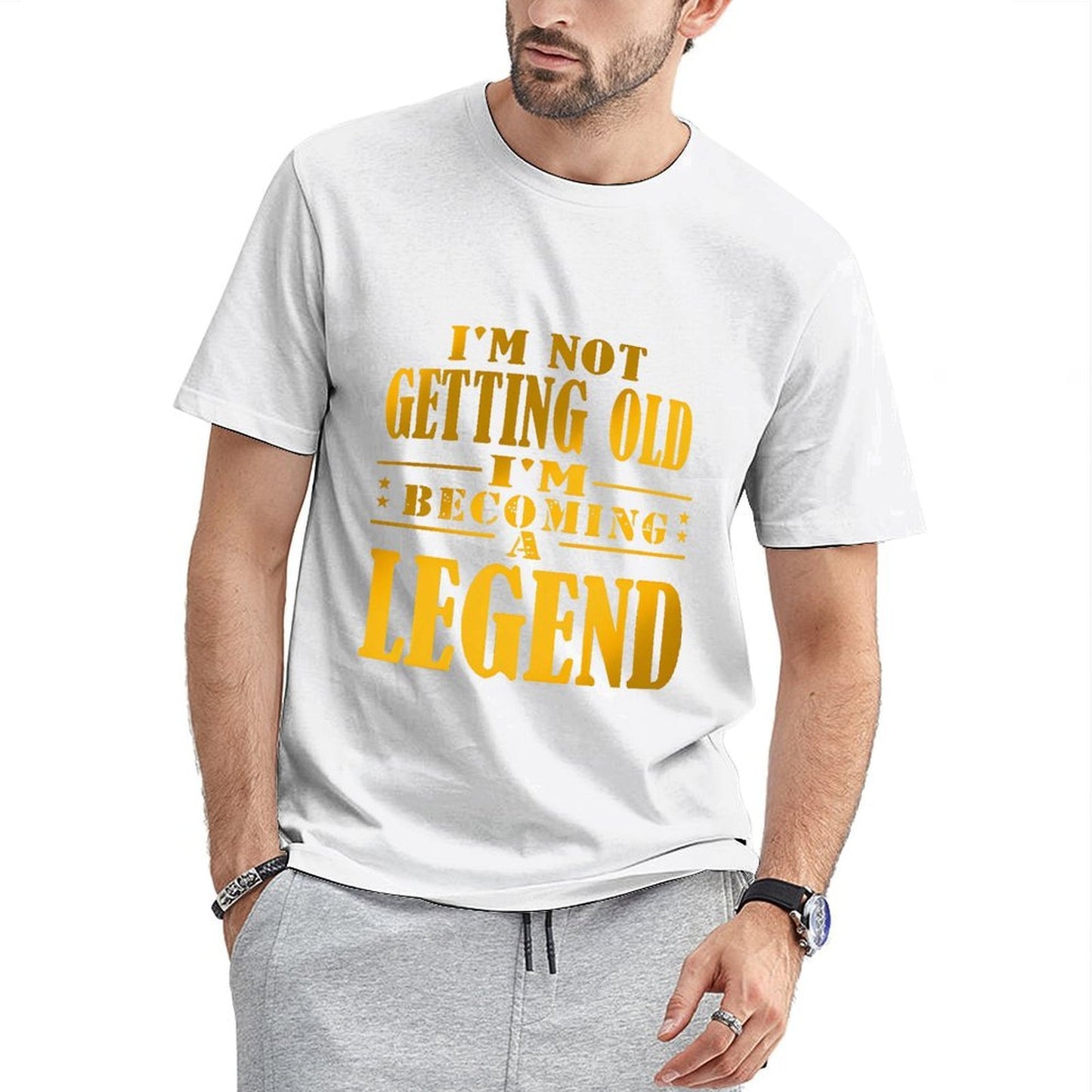 Inkmay Casual Cotton T-shirt Becoming A Legend Print Design Art Unisex T-shirtCrewneck Logo-Ready T-Shirt