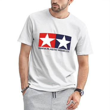 Inkmay Casual Cotton T-shirt Red And Blue Star Pattern Unisex T-shirtSoftTouch SoftFeel T-Shirt