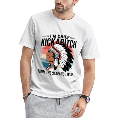 Inkmay Casual  Cotton T-shirt Native American Headdress With Feathers Unisex T-shirt