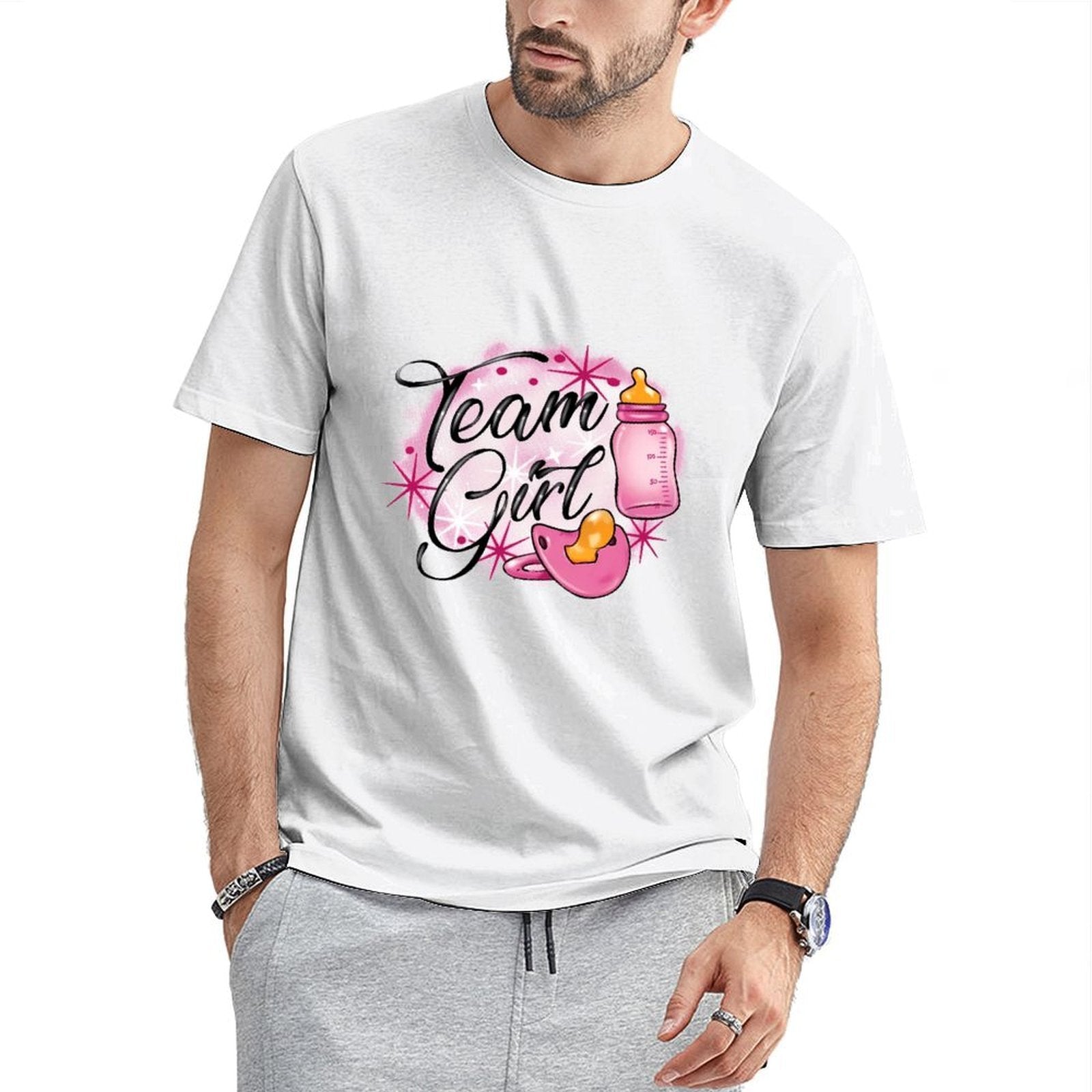 Inkmay Casual Cotton T-shirt Team Girl Pink Baby Items Unisex T-shirtRegular Natural T-Shirt