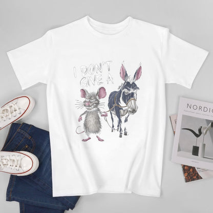 Inkmay Casual  Cotton T-shirt Rat And Donkey With Rope Unisex T-shirtMidweight Signature T-Shirt