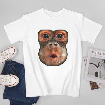 Inkmay Casual  Cotton T-shirt Monkey Face With Open Mouth Unisex T-shirtVibrant Colors StreetStyle T-Shirt