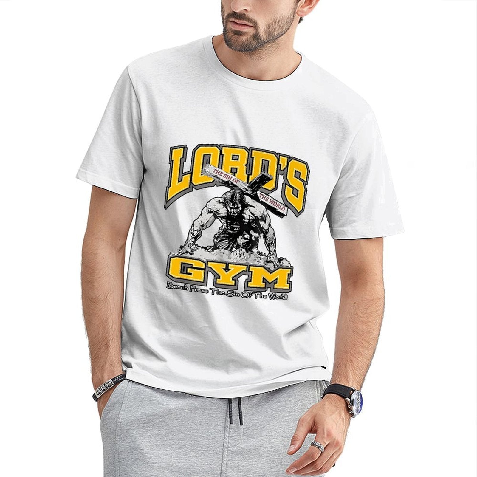 Inkmay Casual Cotton T-shirt Lord S Gym Sin Of World Unisex T-shirtHeavyweight TrueFit T-Shirt