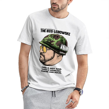 Inkmay Casual Cotton T-shirt Camouflage Pattern With Born To Roll Unisex T-shirtRetro Fitted T-Shirt
