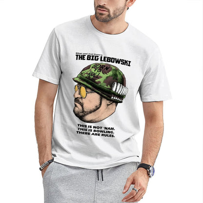 Inkmay Casual Cotton T-shirt Camouflage Pattern With Born To Roll Unisex T-shirtRetro Fitted T-Shirt
