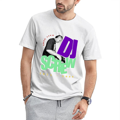 Inkmay Casual Cotton T-shirt Dj Screw Music Artwork Design Prints Unisex T-shirt100% Cotton StreetLine T-Shirt