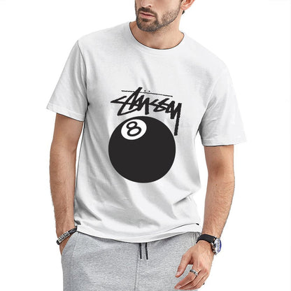 Inkmay Casual Cotton T-shirt Black Background With White Number Eight Unisex T-shirtBold Classic T-Shirt