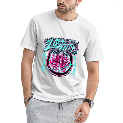 Inkmay Casual Cotton T-shirt Lost Art Brain Design Print Artwork Unisex T-shirtEasyWear Wrinkle-Free T-Shirt