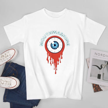 Inkmay Casual  Cotton T-shirt Mouthwashing Eye With Red Tears Unisex T-shirtClassicFit Design-Your-Own T-Shirt