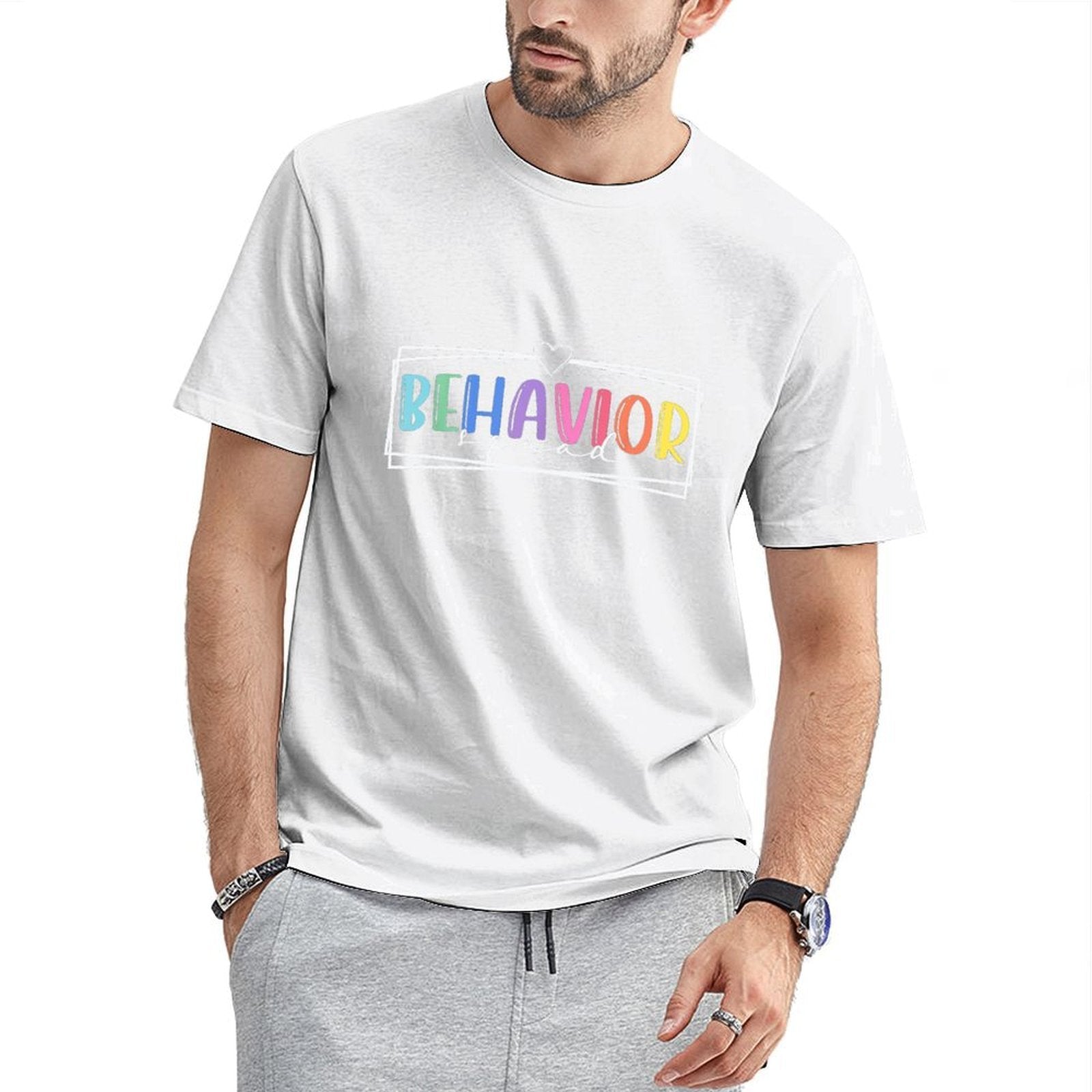 Inkmay Casual  Cotton T-shirt Behavior Art Print With Colorful Letters Unisex T-shirtTimelessComfort Reliable T-Shirt