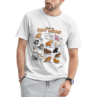 Inkmay Casual Cotton T-shirt Cat Loaf Types Illustrated Cartoonishly Unisex T-shirtRegularFit Durable T-Shirt