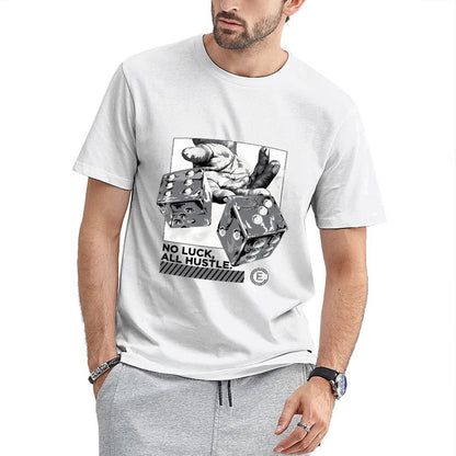 Inkmay Casual Cotton T-shirt Dice Rolling Hands Artistic Pattern Prints Unisex T-shirtPlain Fresh T-Shirt