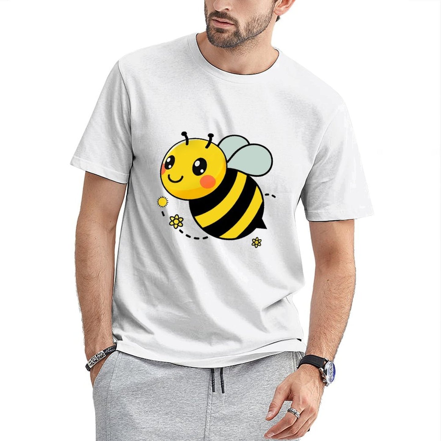 Inkmay Casual Cotton T-shirt Cute Bee With Yellow Black Stripes Unisex T-shirtEssential SoftTouch T-Shirt