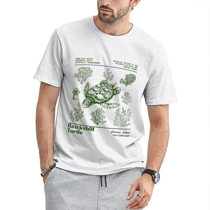 Inkmay Casual Cotton T-shirt Green Background With Abstract Shapes Unisex T-shirtMidweight Sharp T-Shirt