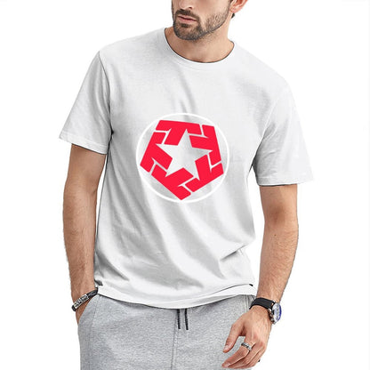 Inkmay Casual Cotton T-shirt Red Abstract Shape With Irregular Edges Unisex T-shirtLooseFit ActiveLine T-Shirt