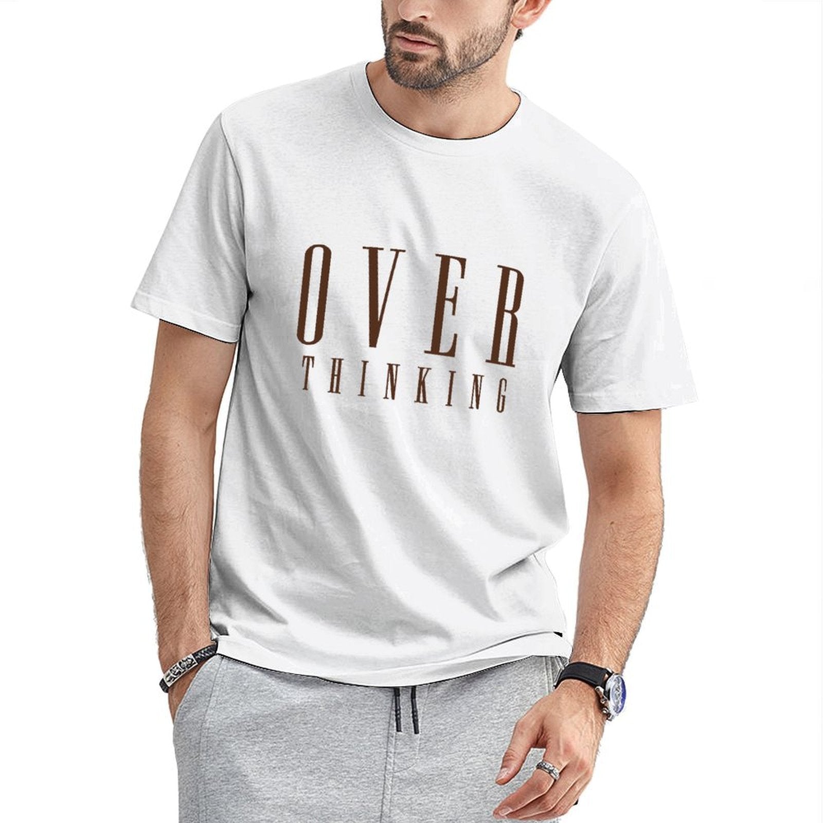 Inkmay Casual Cotton T-shirt Solid Brown Background No Pattern Prints Unisex T-shirtBold Everyday T-Shirt