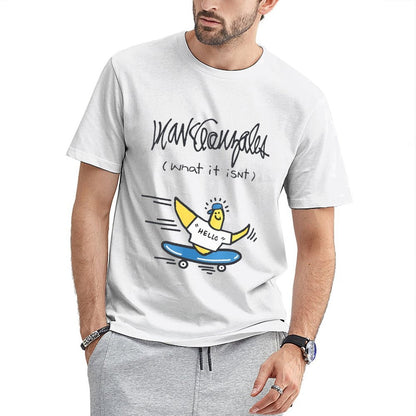 Inkmay Casual Cotton T-shirt Banana Wearing Hat Riding Skateboard Unisex T-shirtEco-Conscious BasicSeries T-Shirt
