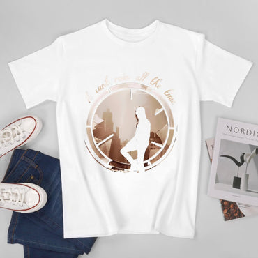 Inkmay Casual  Cotton T-shirt Cityscape Silhouette Within Circular Frame Design Unisex T-shirtLogo-Ready RegularFit T-Shirt