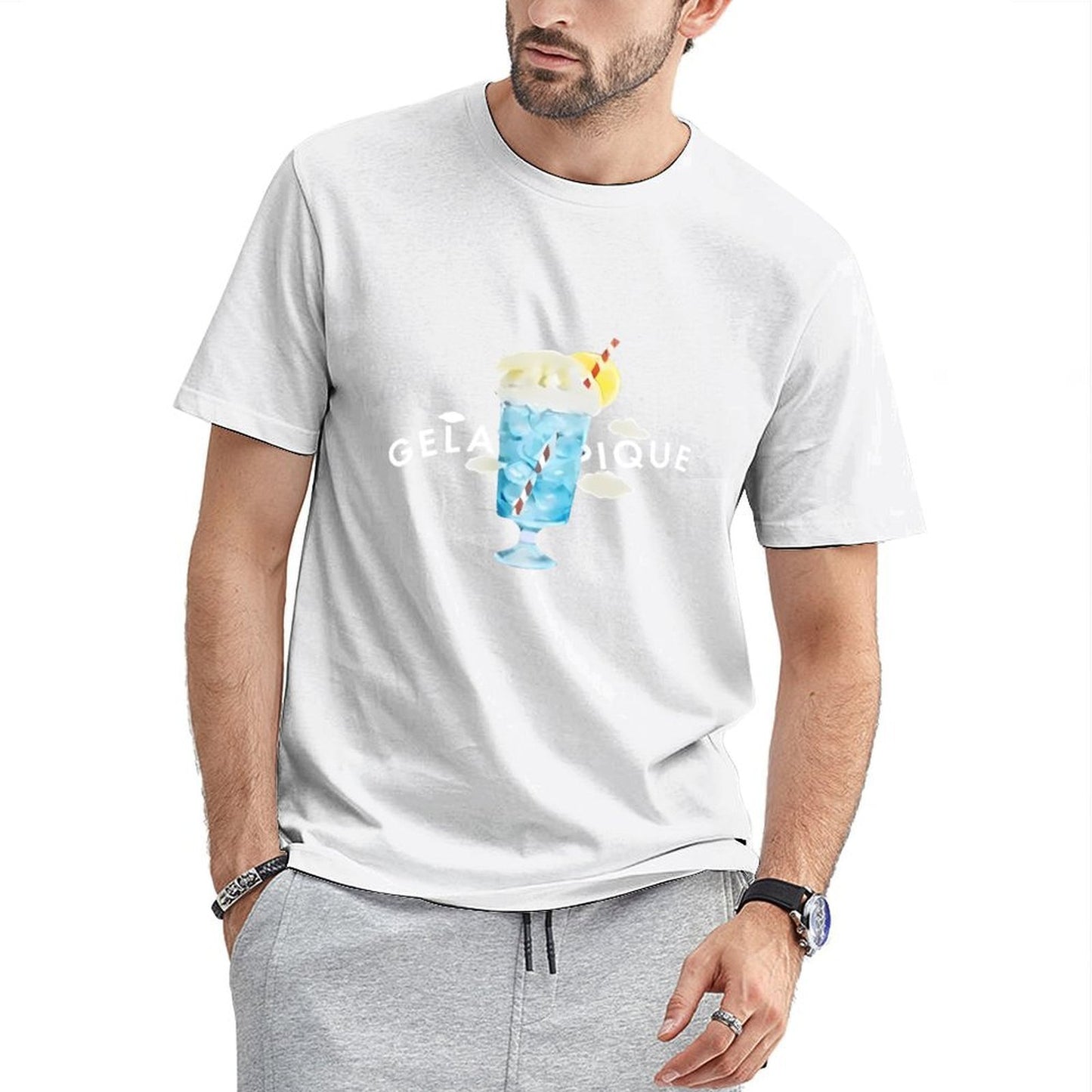 Inkmay Casual Cotton T-shirt Blue Ice Cream With Lemon Slice Unisex T-shirtFundraising Men¡¯s / Women¡¯s / Youth T-Shirt