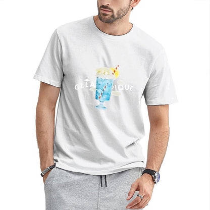 Inkmay Casual Cotton T-shirt Blue Ice Cream With Lemon Slice Unisex T-shirtFundraising Men¡¯s / Women¡¯s / Youth T-Shirt