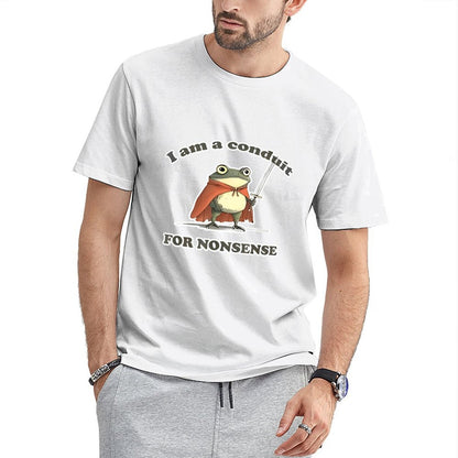 Inkmay Casual Cotton T-shirt Frog Wears Cape Holds Sword Boldly Unisex T-shirtAllDay EssentialFit T-Shirt
