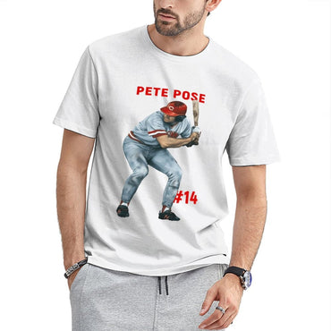 Inkmay Casual Cotton T-shirt Baseball Player In Gray Uniform Holding Unisex T-shirtIndoor Relaxed Fit T-Shirt